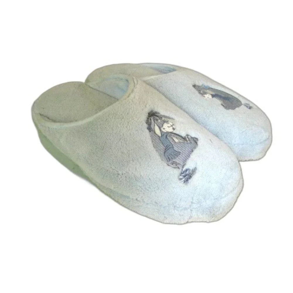 Adult Disney Stores Carolina Blue Plush Donkey Fuzzy Slippers sz L (9-10)